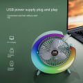 Colorful desktop small fan with LED light, USB charging - Green
