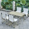 Folding Camping Table with 4 Chairs,Outdoor Portable Beach Table
