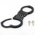 Military Grade Carbon Steel Black Double Lock Handcuffs With Belt Pouch