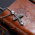 Luxury Embossed Cross Pendant Necklace in Stainless Steel ideal Gift