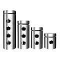 Leopard 4 Piece Stainless Steel Glass Canister Set