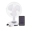 12` Solar Powered Rechargeable Oscillating Fan with Double DC LED Bulb