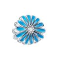 JD S925 Blue Enamel Daisy Flower Charm or Pendant