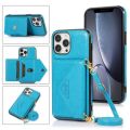 Leather with Adjustable Crossbody Strap Shockproof Wallet Case For iPhone 13 Pro Max