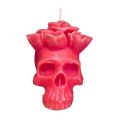 Long Burn Skull Candle 7.5cm x 7.5cm - Red