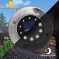 Solar Powered 8 Bead Flat to Ground LED Outdoor Disc Lights - 8 Pack