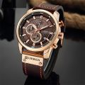 Curren Genuine Leather Band Chronograph Watch 8291 (Coffee)