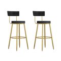 Black Velvet Cushioned back and Seat Kitchen / Bar Stool - 2 Piece