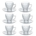 Glass Coffee and Tea Cup with Saucer - 6 Piece