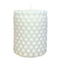 Long Burn Dotted White Pillar Candle 7.5cm x 6.5cm - 8 Piece