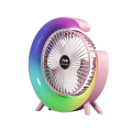 Colorful desktop small fan with LED light, USB charging - Pink