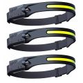 Multi-function LED Rechargeable Head Lamp - Black - Set of 3