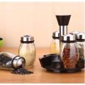 6 Piece Glass Spice Jar Rack With Rotating Stand