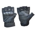 Tactical Gloves Open Finger Rubber Hard Knuckle Gloves - Black JY-6