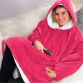 UnisexOversized Plush Hoodie Blanket - Pink