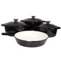 7 Piece Authentic Cast Iron Dutch Oven Cookware Pot Set - Black