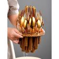 24 Pcs Cutlery Set with Egg Shaped Holder - Gold