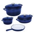 Authentic Cast Iron Dutch Oven Cookware Pot 7 Pcs Set- Blue