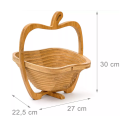 Apple shaped collapsible bamboo basket