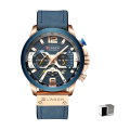 Curren Genuine Leather Band Chronograph Watch 8329 - Blue