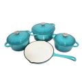 LMA 7 Piece Cast Iron Dutch Oven Cookware Set - Turquoise (PLEASE READ DESCRIPTION)