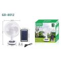 12` Solar Powered Rechargeable Oscillating Fan with Double DC LED Bulb