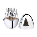 24 Pcs Cutlery Set with Egg Shaped Holder -Silver