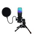 RGB Light USB Gaming Condenser Microphone with Windscreen & Folding Tripod