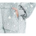 Oversized Girls` Grey Cotton Fleece Stars Hoodie