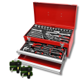 Ampro 82 Piece 1/4 & 1/2 Dr.2-Drawer Chest Tool Set with torch combo