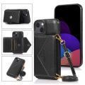 Leather with Adjustable Crossbody Strap Shockproof Wallet Case For iPhone 14 Plus