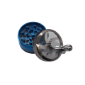 Aluminum Cannabis, Tobacco Grinder with Clear Cover and Handle - Blue