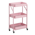 3 Layer Foldable Food Trolley Storage Cart Organizer