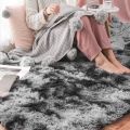 Light fluffy shaggy Rug/Carpet - Black and White(Display item)