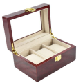 Jack Brown Luxury 3-Slot Wooden Watch Display Box - Red