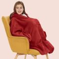 One Size Fits All, Ultra Plush Blanket, Huggie Hoodie, TV Blanket - Red