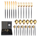Black and Gold Stainless Steel Cutlery Set - 24 Piece