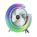 Colorful desktop small fan with LED light, USB charging - Green