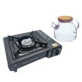 Single Burner Canister Camping Gas Stove ,Travel Case and 1.5L Glass Kettle