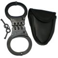 Military Grade Carbon Steel Black Double Lock Handcuffs With Belt Pouch