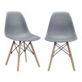 Wooden Leg Chair - Light Grey (2 Pieces)