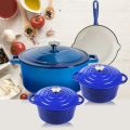 Authentic Cast Iron Dutch Oven Cookware Pot 7 Pcs Set- Blue