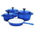 Cast Iron Pot Set -7 Piece [Double Blue]