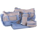 5 in 1 Multifunctional Baby Bag - Light blue Dots