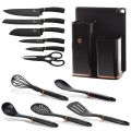 Berlinger Haus 12 Piece Knife Set with Stand and Kitchen Tools - Black Rose (DISPLAY MODEL)