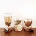 Double Walled Glass with Bamboo Lid - 450ml set of 2