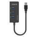 ORICO 3 PORT USB3.0 HUB WITH GIGABIT ETHERNET ADAPTER - BLACK | HR01-U3-V1-BK-BP