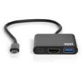 PORT USB TYPE-C TO 1 X HDMI|1 X USB3.0|1 X TYPE-C 60W PD DOCK - BLACK | 900140
