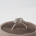 3 Stone Emerald Cut Moissanite Engagement Ring