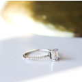 1ct Emerald Cut Pave Moissanite Engagement Ring